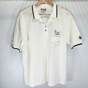 Winston 500 Team Nascar #22 Signed Polo Chase Authentic Shirt White Rare Size XL